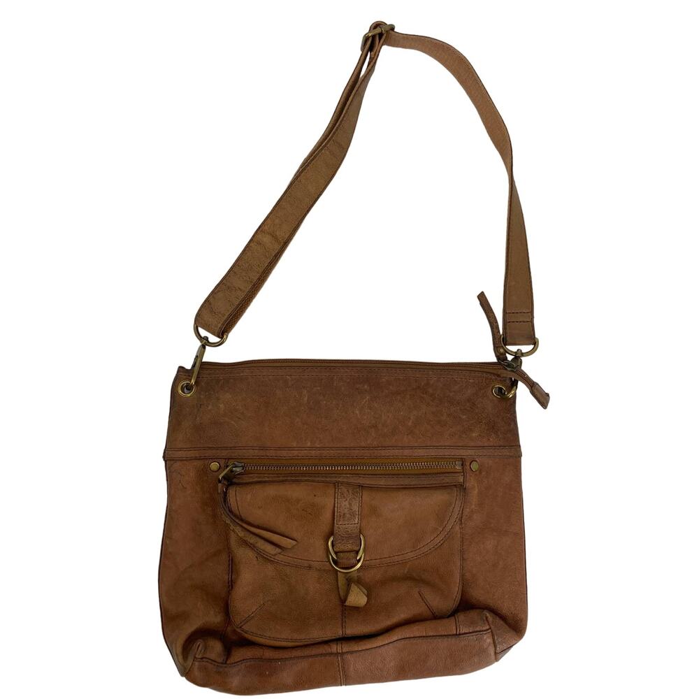 Fossil long live vintage 1954 brown LEATHER CROSS BODY PURSE SHOULDER handbag